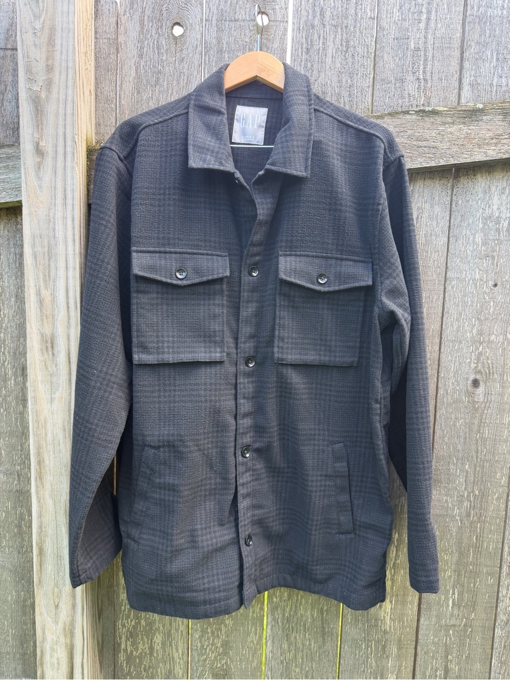 GAP Men's Dark Charcoal Button-Front Field Jacket